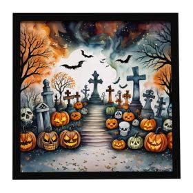 Day of the Dead Spooky Halloween Framed Metal Print Bathroom, Kitchen, Office, Home Decor Wall Art Ready to Hang, Square, 8X8