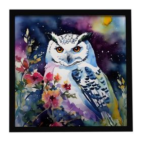 Snowy Owl Framed Metal Print Bathroom, Kitchen, Office, Home Decor Wall Art Ready to Hang, Square, 8X8