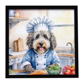 Bergamasco Sheepdog The Chef Framed Metal Print Bathroom, Kitchen, Office, Home Decor Wall Art Ready to Hang, Square, 8X8