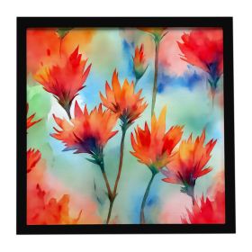 Wyoming Indian Paintbrush in Watercolor Framed Metal Print Bathroom, Kitchen, Office, Home Decor Wall Art Ready to Hang, Square, 8X8