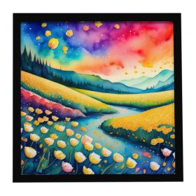 Buttercups in Color Framed Metal Print Bathroom, Kitchen, Office, Home Decor Wall Art Ready to Hang, Square, 8X8