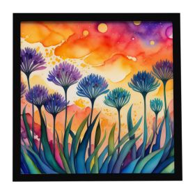 Agapanthus in Color Framed Metal Print Bathroom, Kitchen, Office, Home Decor Wall Art Ready to Hang, Square, 8X8