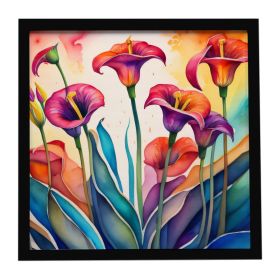 Calla Lilies in Color Framed Metal Print Bathroom, Kitchen, Office, Home Decor Wall Art Ready to Hang, Square, 8X8