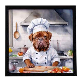 Dogue de Bordeaux The Chef Framed Metal Print Bathroom, Kitchen, Office, Home Decor Wall Art Ready to Hang, Square, 8X8