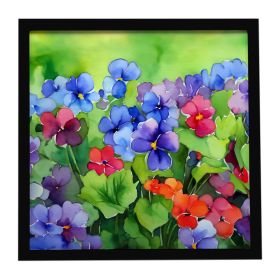 Illinois Violet in Watercolor Framed Metal Print Bathroom, Kitchen, Office, Home Decor Wall Art Ready to Hang, Square, 8X8
