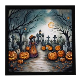 La Catrina Skeleton Spooky Halloween Framed Metal Print Bathroom, Kitchen, Office, Home Decor Wall Art Ready to Hang, Square, 8X8 (Default: Default)