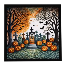 Papel Picado Skeletons Spooky Halloween Framed Metal Print Bathroom, Kitchen, Office, Home Decor Wall Art Ready to Hang, Square, 8X8 (Default: Default)