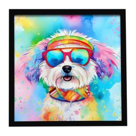 Bichon Frise Hippie Dawg Framed Metal Print Bathroom, Kitchen, Office, Home Decor Wall Art Ready to Hang, Square, 8X8 (Default: Default)