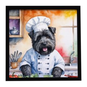 Bouvier des Flandres The Chef Framed Metal Print Bathroom, Kitchen, Office, Home Decor Wall Art Ready to Hang, Square, 8X8 (Default: Default)