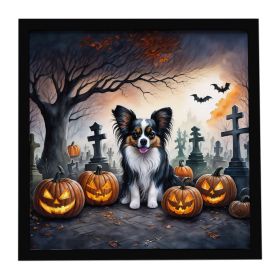 Papillon Spooky Halloween Framed Metal Print Bathroom, Kitchen, Office, Home Decor Wall Art Ready to Hang, Square, 8X8 (Default: Default)