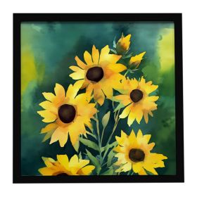 Kentucky Goldenrod in Watercolor Framed Metal Print Bathroom, Kitchen, Office, Home Decor Wall Art Ready to Hang, Square, 8X8 (Default: Default)